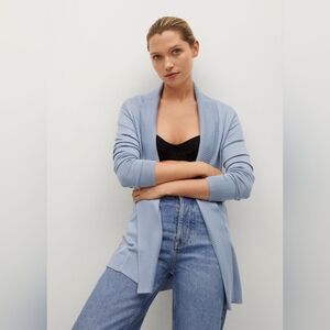 Mango Women’s Light Blue Open Front Long Sleeve Cardigan – Size XS